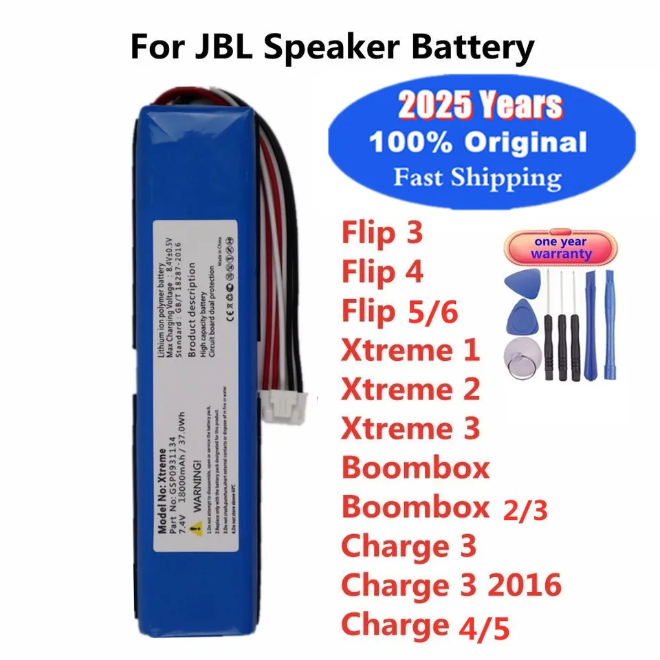 Nová originálna batéria reproduktora pre JBL Poplatok 3 2016 Flip 4 5 6 1 2 XTREME Boombox 2 3 Bluetooth Audior Battery Rýchle prepravu