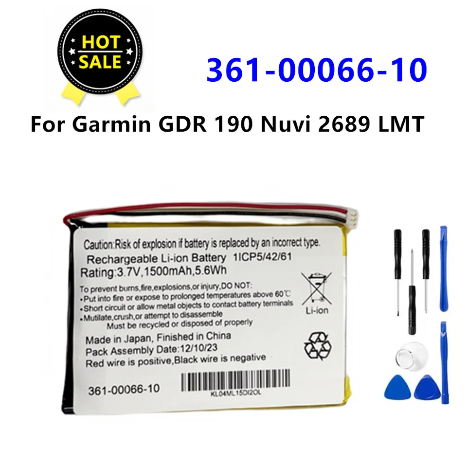 Nová originálna náhradná batéria pre Garmin GDR 190 NUVI 2689 LMT 361-00066-10 361-00066-00 Originálna batéria 1500 mAh+bezplatné náradie