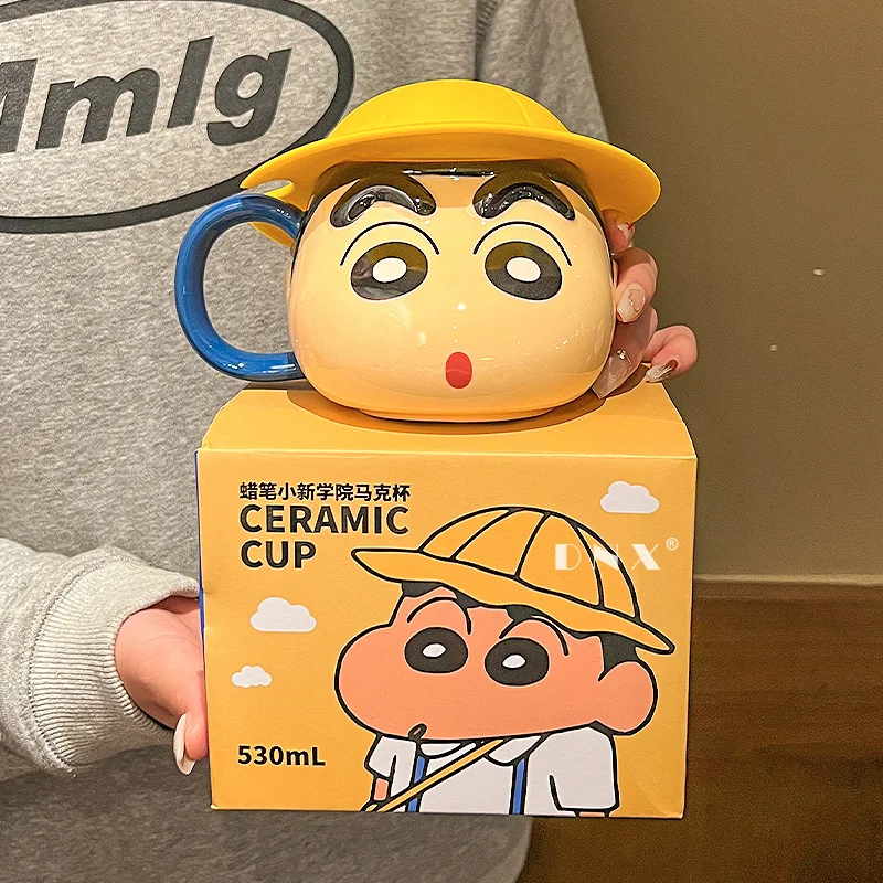 Nová pastelka Shin-chan keramický hrnček roztomilé dievča s vekom domov kawaii mliečny kávový šálka farebná box