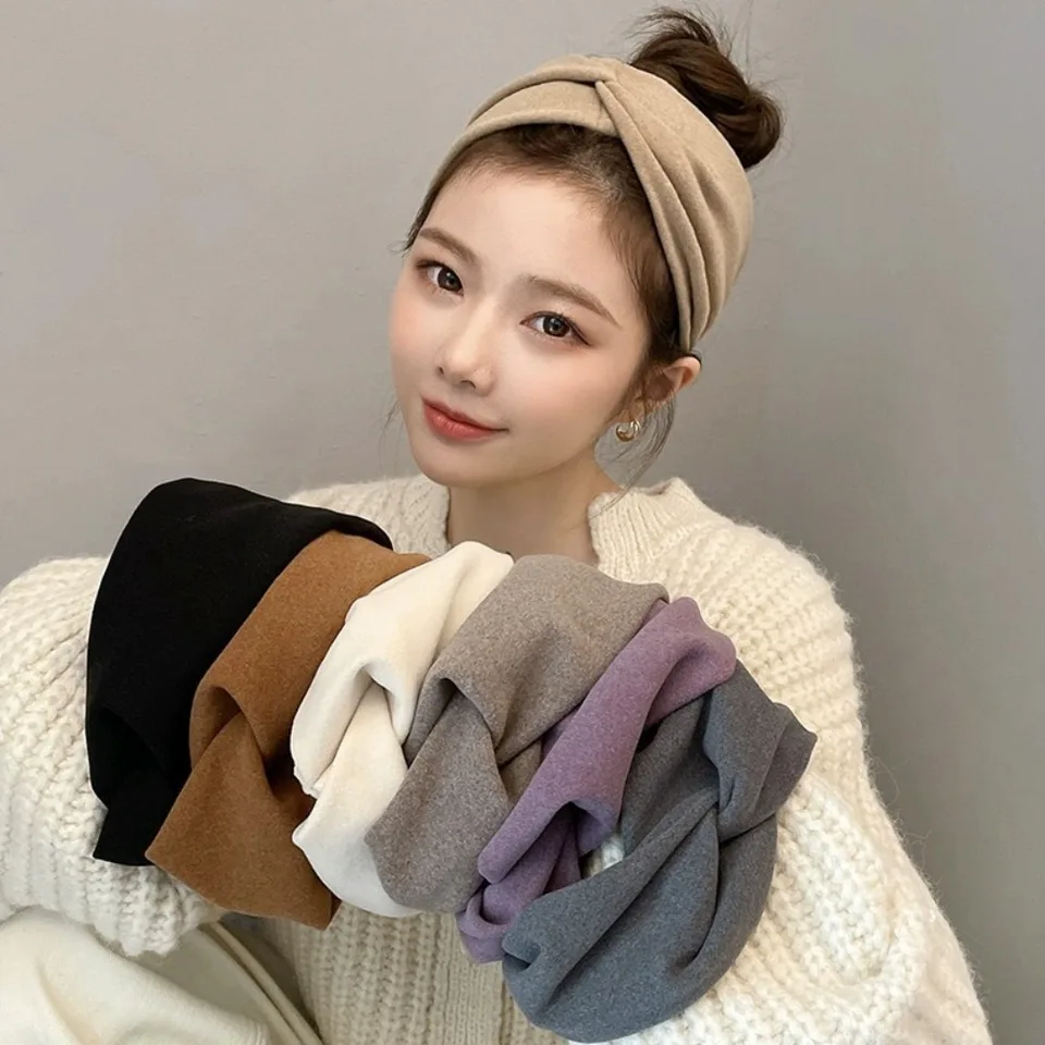 Nová plná farba široká čelenka Elastic Turban Cotton Stretch Workout čelenka Príležitostné boho hlavy