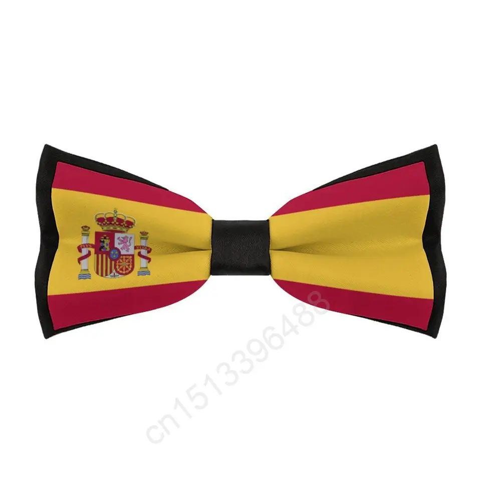 Nová polyester Španielska vlajka Bowtie pre mužov módne príležitostné mužské kravaty Cravat Kearchewear for Svadobné obleky kravaty