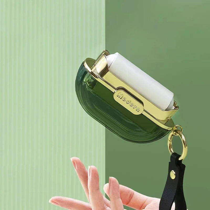 Nová priehľadná móda dvojitá hlava Lint Roller Odnímateľný valčekový prachový papier s vekom Mini prenosný odevný vrecko na prenosný valček