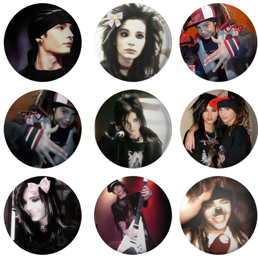 Nová retro rocková skupina Tokio Hotel Bill Kaulitz Pink Button Pin Gothic Rock Broch Brošge BADGE BACKPACK FANSCORE Zhromažďovanie darčekov na párty