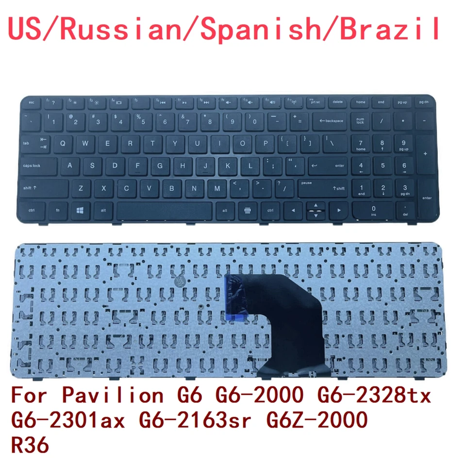 Nová ruská ruská španielska brazílska klávesnica pre notebook pre pavilón HP G6-2000 G6-2328TX G6-2301AX G6-2163SR G6Z-2000 R36