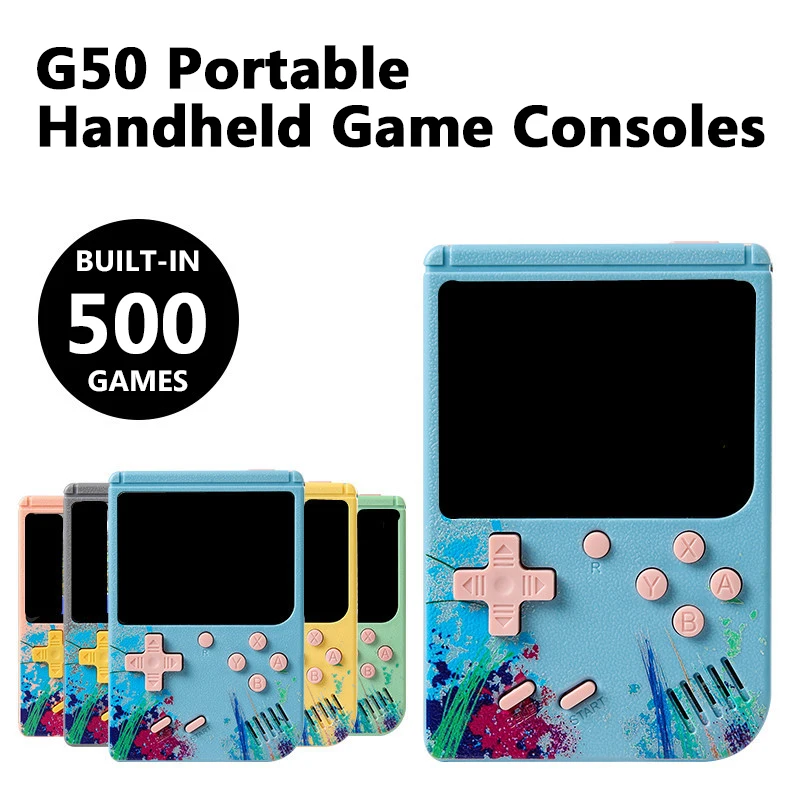 Nová ručná hra G50 Game Console 3inch Screen 500 Games Mini Pocket Video Game Console Prenosný retro retro herný stroj s dvoma hráčmi