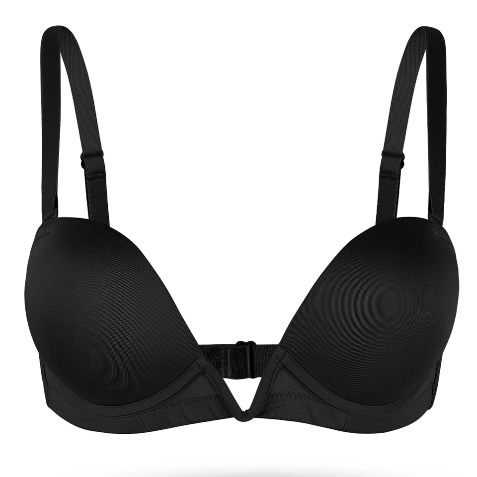 Nová sexy podprsenka pre ženy ultra hlboké spodné prádlo upravené kabriolet s nízkym pohárom bez spätných remienkov kremíka push nahor