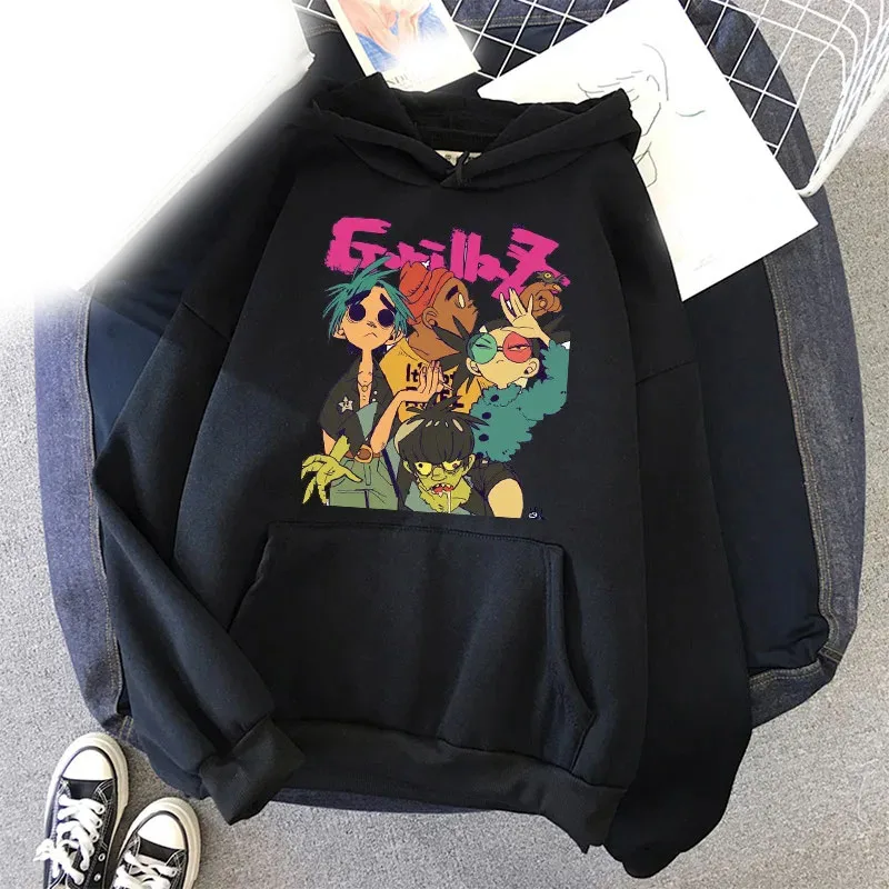 Nová skupina Gorillaz Hoodies Print Men Woman Streetwear mikiny mikiny harajuku nadmerne veľtrhové pulVery unisex stopsuits oblečenie