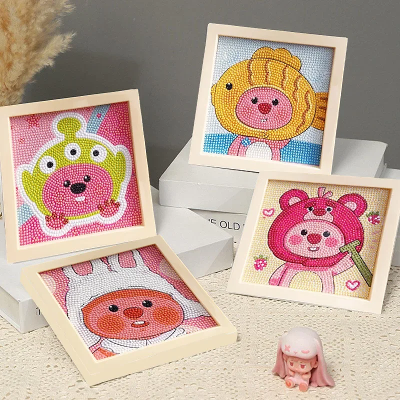 Nová slučka Little Beaver Diamond Diamond s rámom plný diamantov DIY Detský ručne vyrábaný diamant Puzzle Toy Ornament