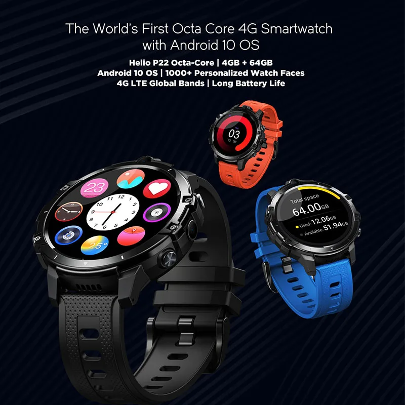 Nová verzia Thor 6 SIM Card Waterproof Smart Watch Men Ženy 1,6 palca 4+64 GB Helio P22 Octa Core Dual Camera Sports Phone Watch