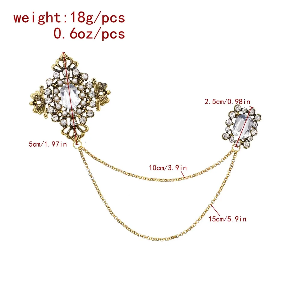 Nová vintage koruna diamant vložka perla retiazka Cardigan Clip Lady Retro Tassel Buckles Cloak košeľa šál brošňa šperky šperky