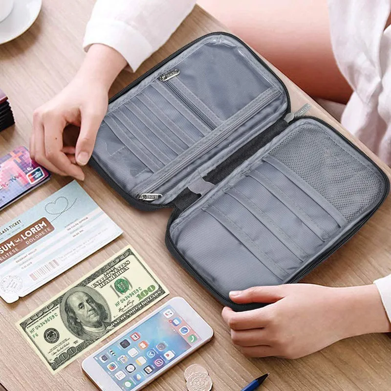 Nová vodotesná kabelka Passport Držiteľ cestovná peňaženka Multifunkcia kreditná karta Balíček viacerých kariet Storage Pack Zipper Organizátor