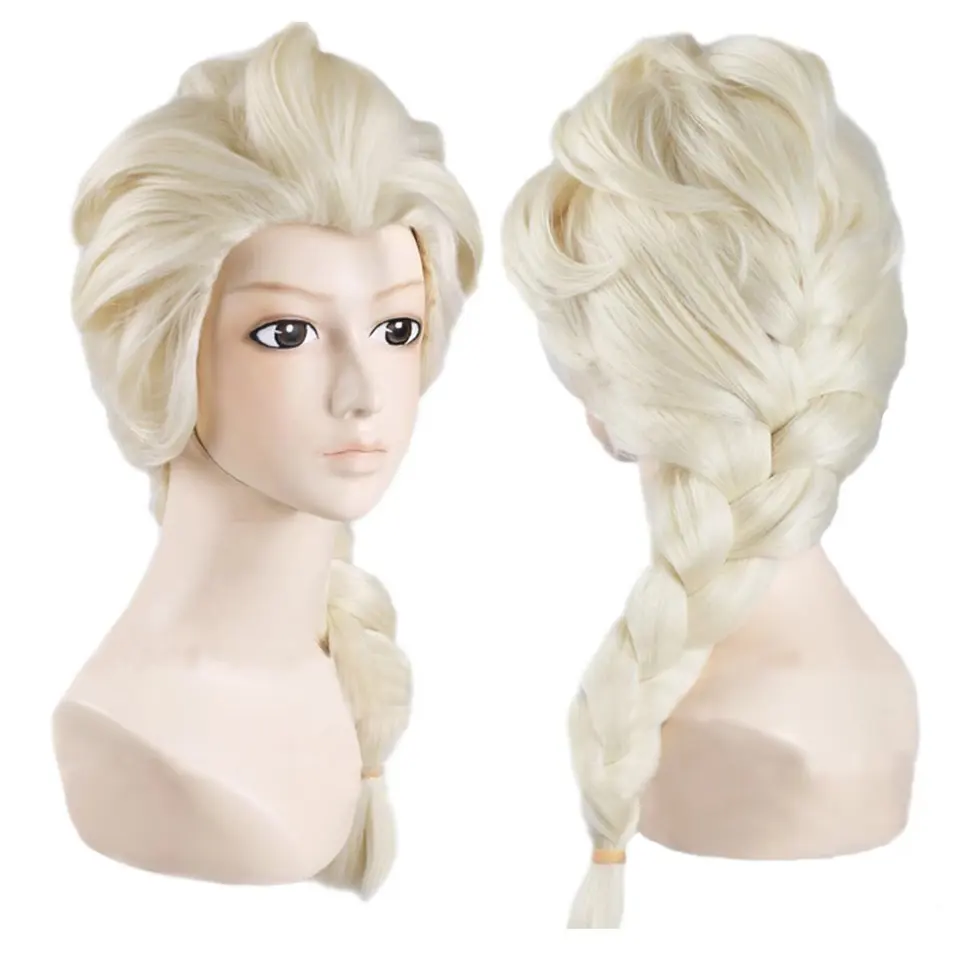 Nová vysoko kvalitná anime cosplay princezná elsa anna parochňa blondínka hnedá pletená syntetická falošná vlasová halloween kostýmy parochne