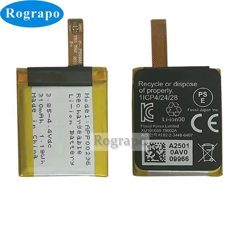 Nová výmena batérie 3,85 V 310 mAh pre Apack App00296 pre fosílne gen 5 / fosílne Julianna HR FTW6035 Smart Watch +bezplatné náradie