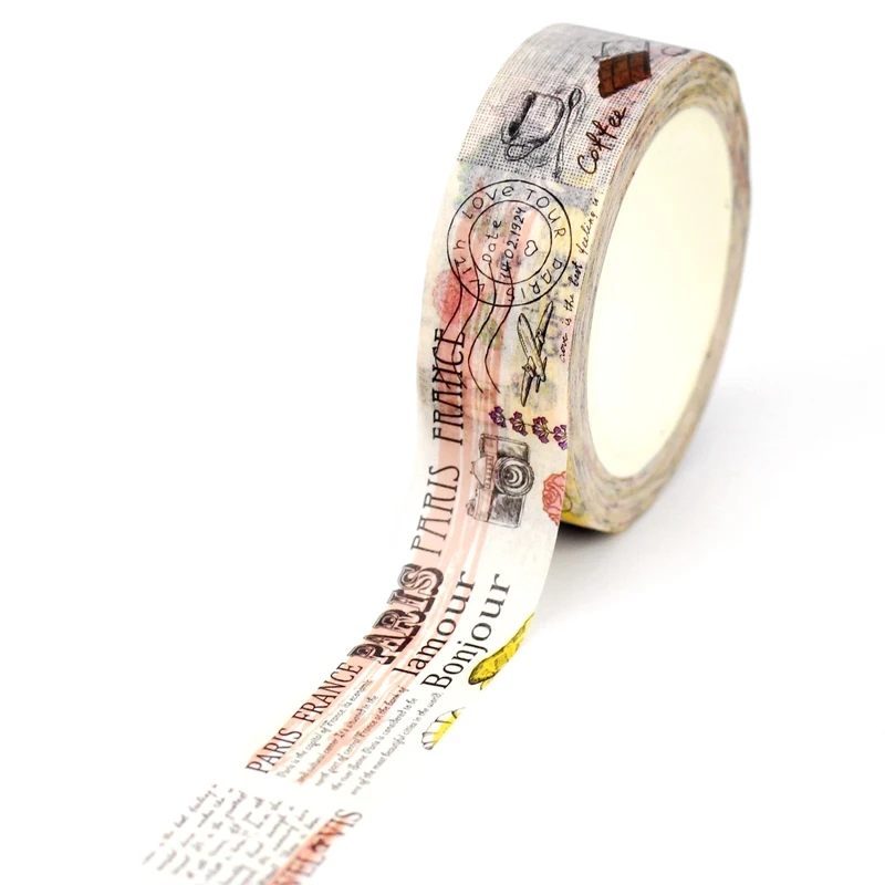 Nové 1 pc 10m dekoratívne vintage pečiatka postkardové kávové stromy Washi Tape DIY denník denník lepidla maskovacie pásky