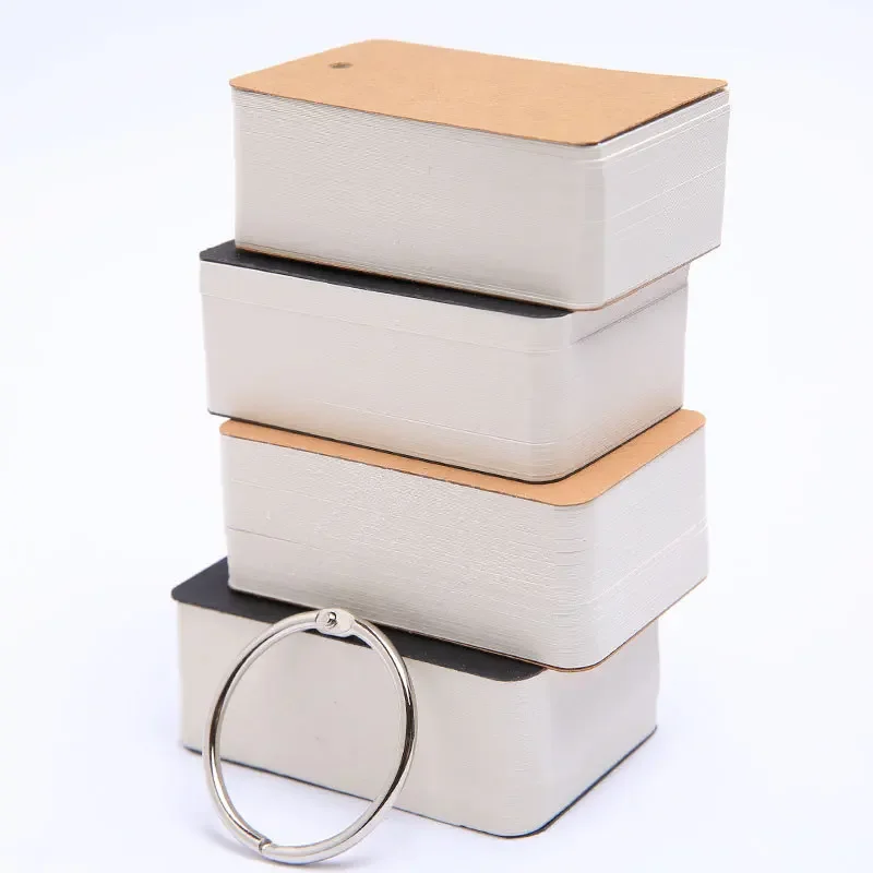 Nové 100 listov Kraft Paper Plant Flashs -karty s spojivovými krúžkami Špirálové poznámky Kids notebooky študijné karty Kniha Kniha Kawaii