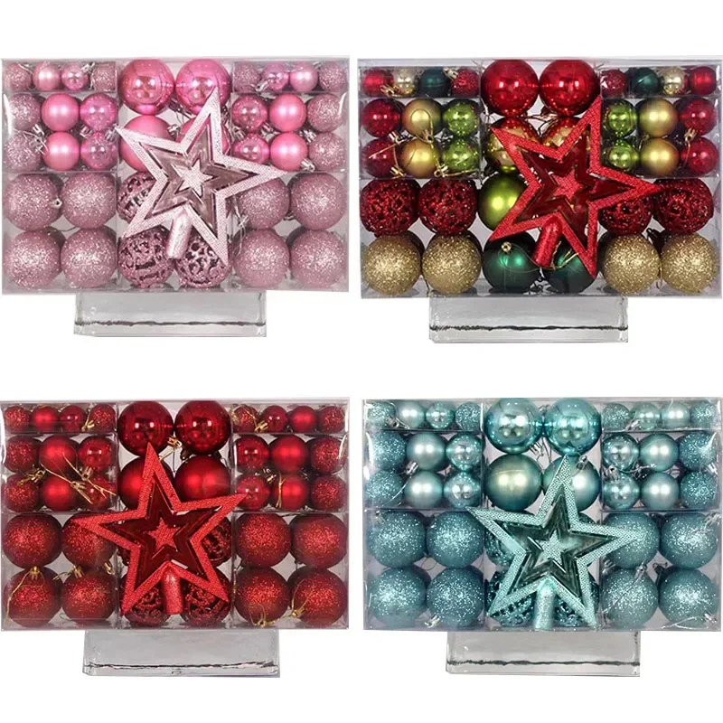Nové 101ks päť špicatých hviezdnych boxu Set Veselé Vianoce 3-6 cm vianočné posmrty+hviezdne zavesenie tovaru Plastové loptové dekoratívne súpravy