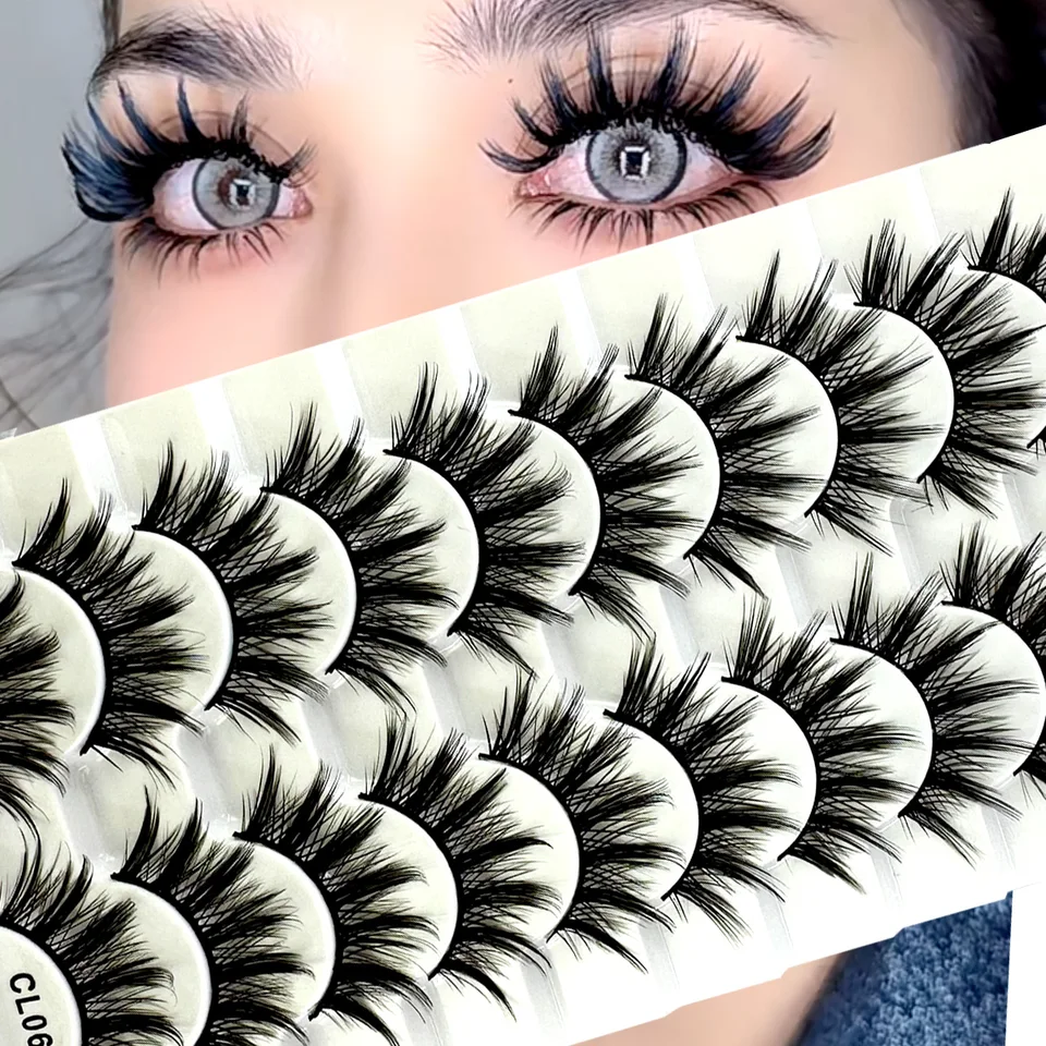 Nové 10pairéry mihalnice manga riasy Prírodné falošné riasy Fluffy mäkký kríž rozprávkový malý diabol riasy predlžovací makeup