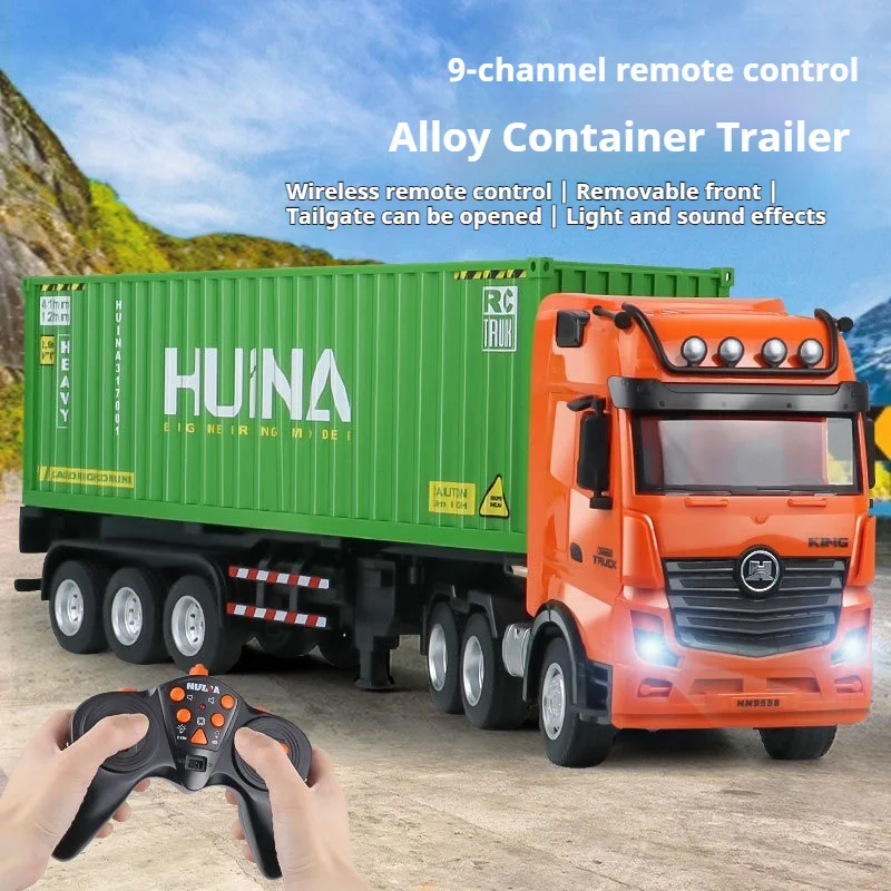 Nové 1317 deväťkanálový zliatinový diaľkový ovládací kontajner Transport Transport Electric Semi-Trailer Tractor Trailer Diaľkové ovládanie hračiek