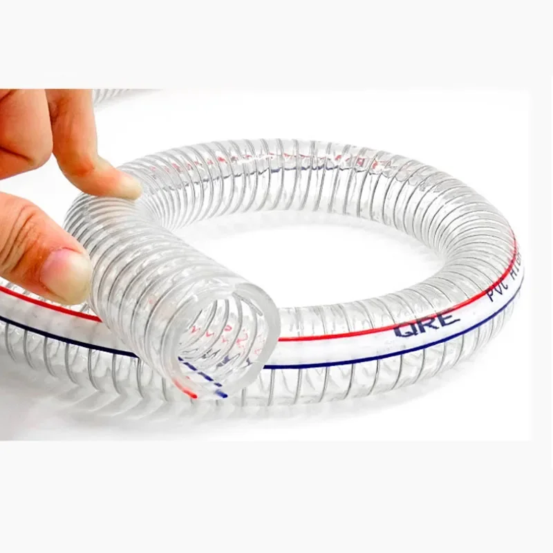 Nové 1ks 50 mm ID 60 mm OD PVC hadica zahustená s oceľovým drôtom priehľadná plastová trubica Vákuová čerpacia hadica 100 mm-500 mm celkový lengt