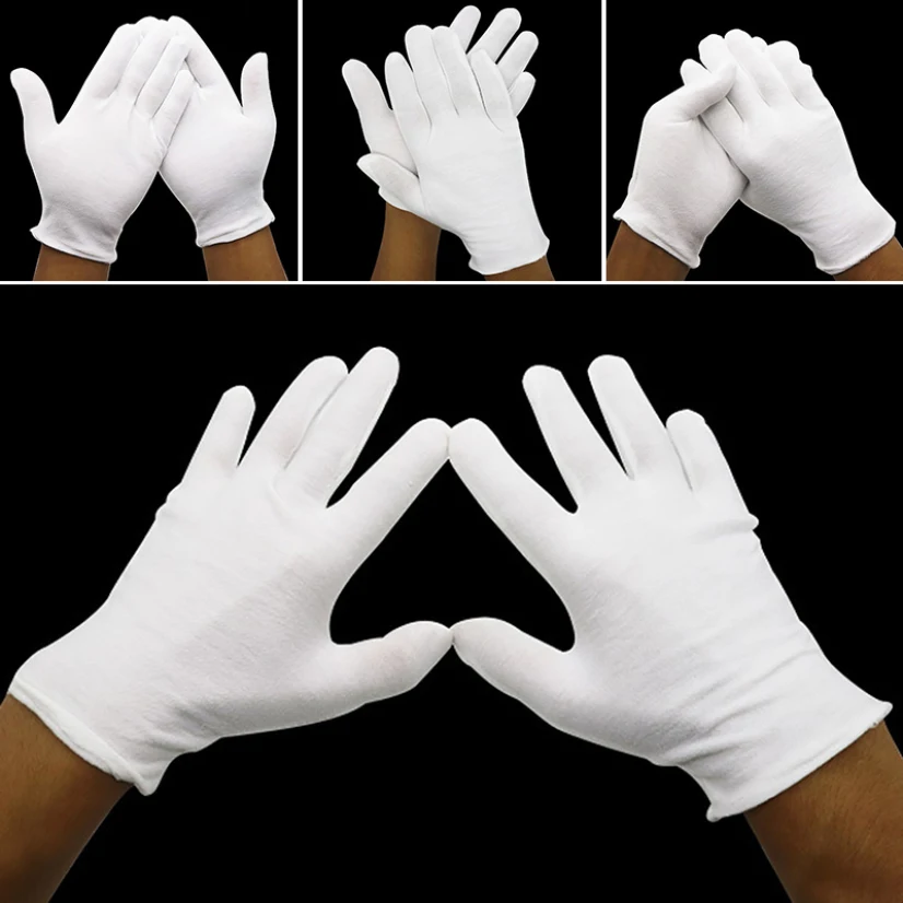 NOVÉ 1PAIR MAN Ženy pracujú rukavice bavlnené biele ruka