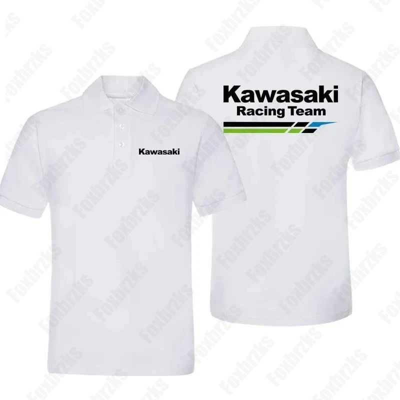 Nové 2024 Kawasakis Motocykel s krátkym rukávom s krátkym rukávom pre mužov a ženských závodných fanúšikov Tričko Cyklistické oblečenie s polovičným rukávom