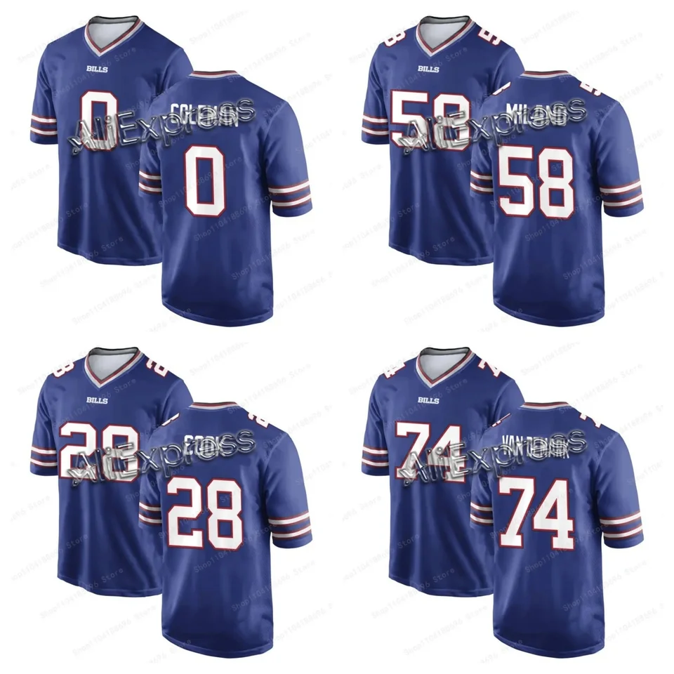 NOVÉ 2025 American Football Jerseys Detské Buffalo Bills Dámske fanúšikovia Tričká Detské detské tričká 3D tlačené dresy