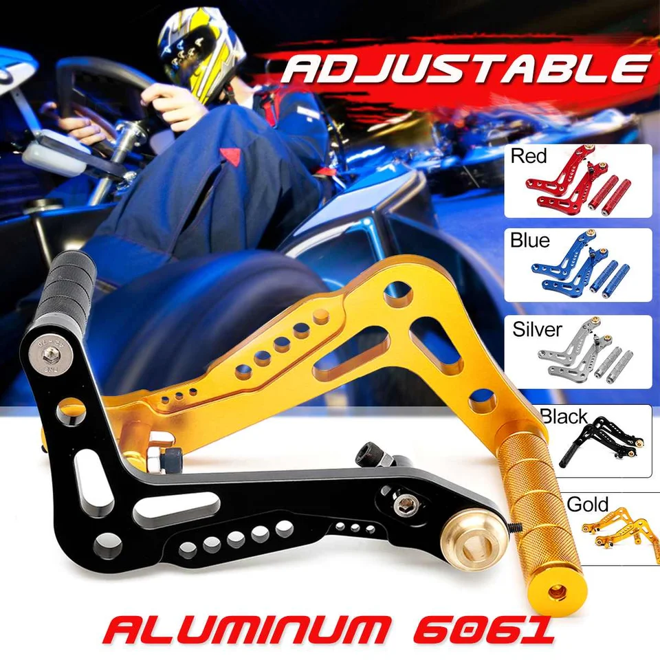 NOVÉ 2KS 5 Color CNC Hliníková zliatina Billet Set Race Race Go Kart Pedals Foot Ress Ress Brzd a akcelerátor Set čierne zlaté pedále