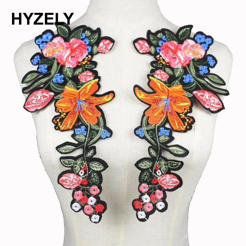 NOVÉ 2KS/SET Iron-On Rose Applique výšivky kvetov pre oblečenie Aplikácie Flores Šitové kvetinové škvrny NL191