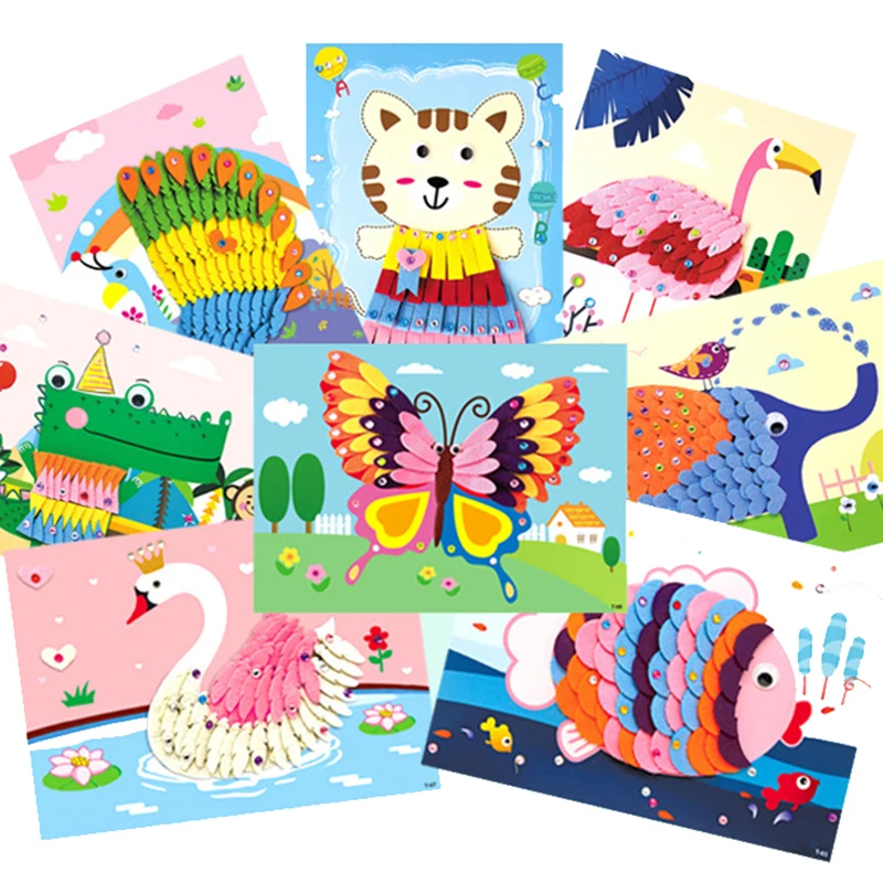 Nové 3D remeselnícke hračky pre deti Felt Paper Girl Gift Reserant Materské školy Materiál Art a remeslá deti detská hračka