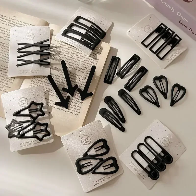Nové 3ks dievčatá Sladké roztomilé čierne vlasy Klipy Láska hviezda Kórejská móda Jednoduchý Joker Bangs Broken Hair Clip Bangs BB Clip