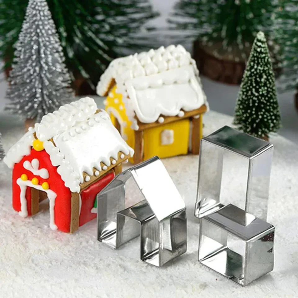 Nové 3ks/set z nehrdzavejúcej ocele Mini House Cookie Cutter DIY Per perník dom Fondant sušienky Cutter Cake Toil Tool Cookie forma cookie