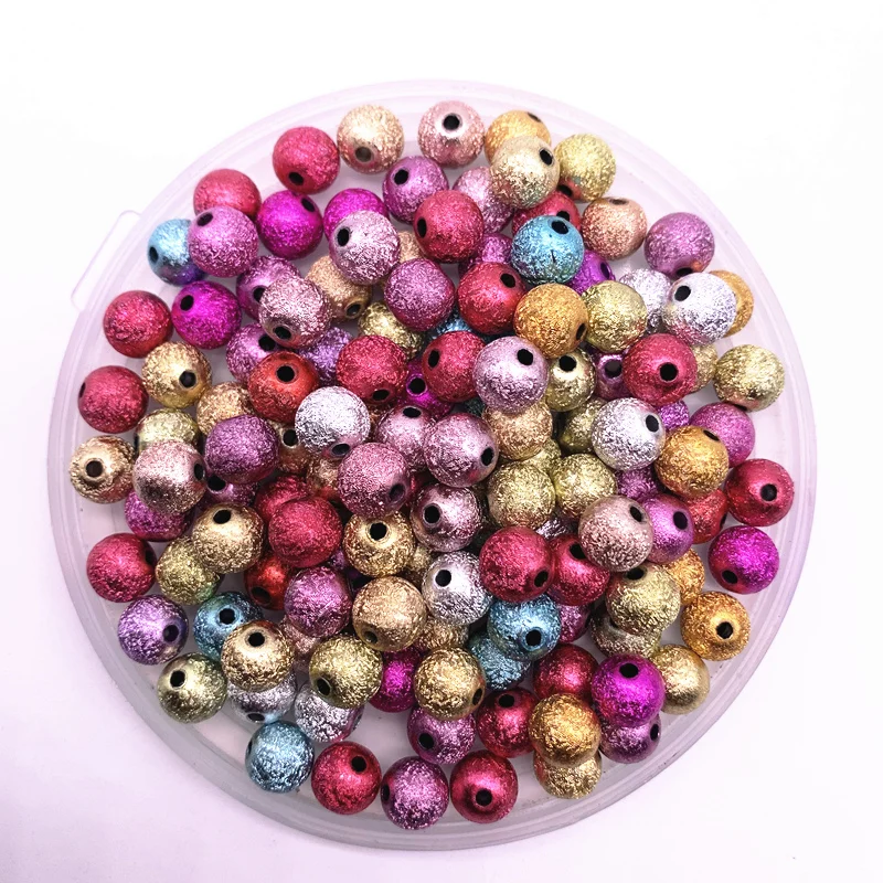 Nové 4-12 mm matné matné okrúhle akrylové korálky Loose Spacer Peads pre šperky výroby DIY náramky