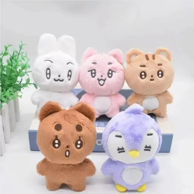Nové 5ks txt Dolls KPOP Cartoon Soobin Beomgyu rovnaké plyšové keyrings Q Štýly TUTU BAR Two-Bar Doll Doll Keychain Rings Bag Bag