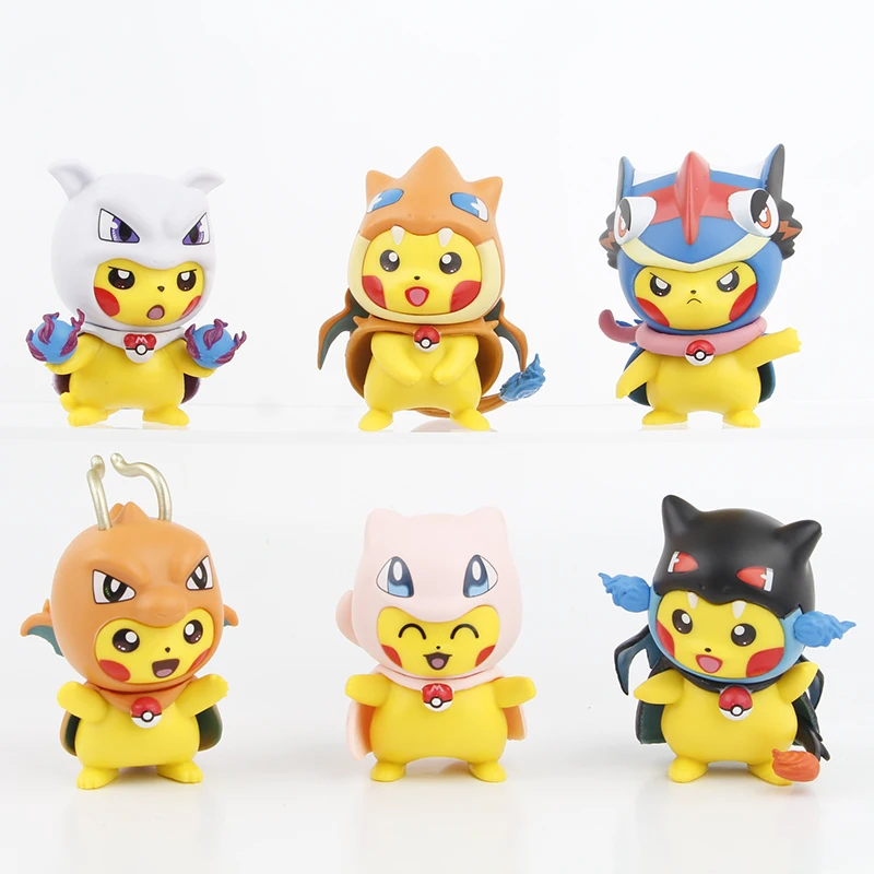 Nové 6ks/set Pokemon Pikachu ako Charizard Mew Figure Hračky 7cm