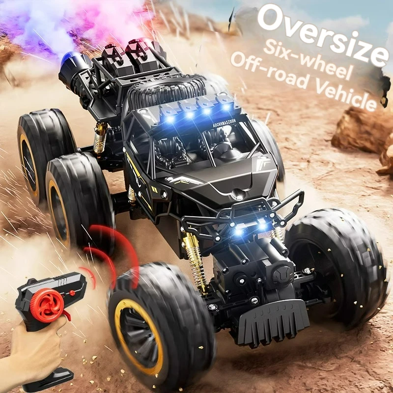 NOVÉ 6WD NAJVÄČŠIE NÁSLEDNÉ OVLÁDANIE S DISTATIONU S LED svetlami Spray 2.4G Radio RC Cars Off-Road Control Truck Boys Darčeky pre deti