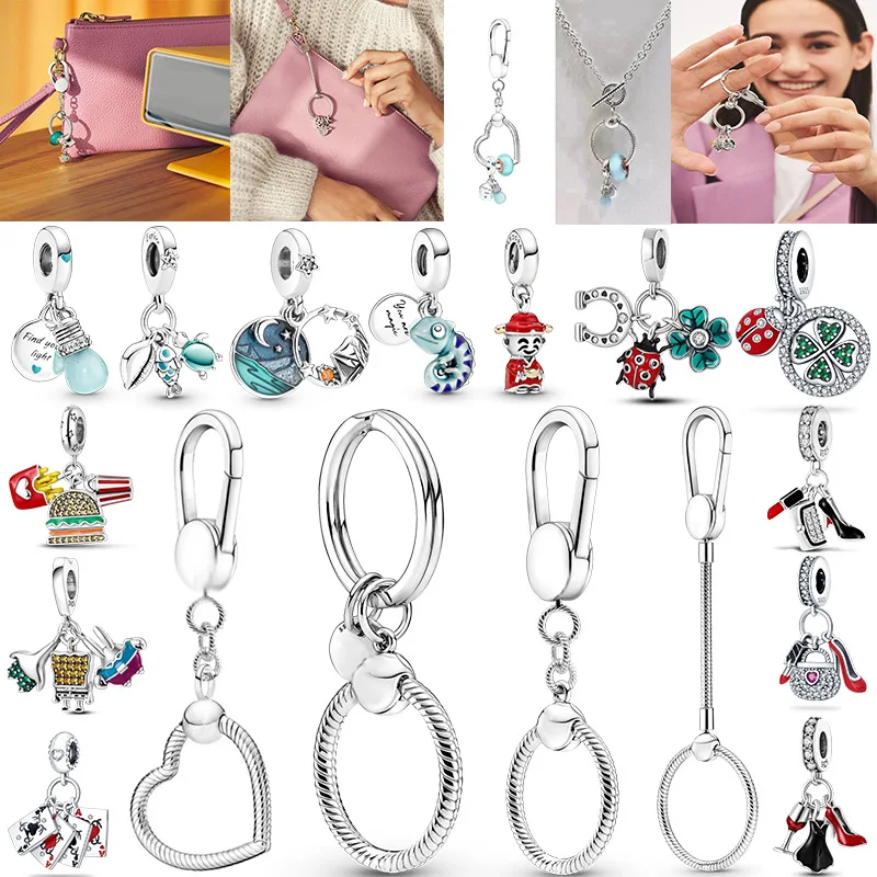 Nové 925 Silver Llavero Lucky Ladybug Key Pendant Charm Harms Fit Original Brand náramok DIY šperky