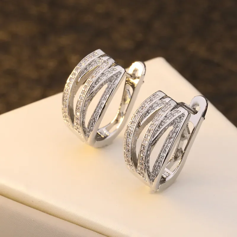 Nové 925 Sterling Silver Aaaaa zirkónové krištáľové náušnice pre dámske vianočné Valentínske kúzlo