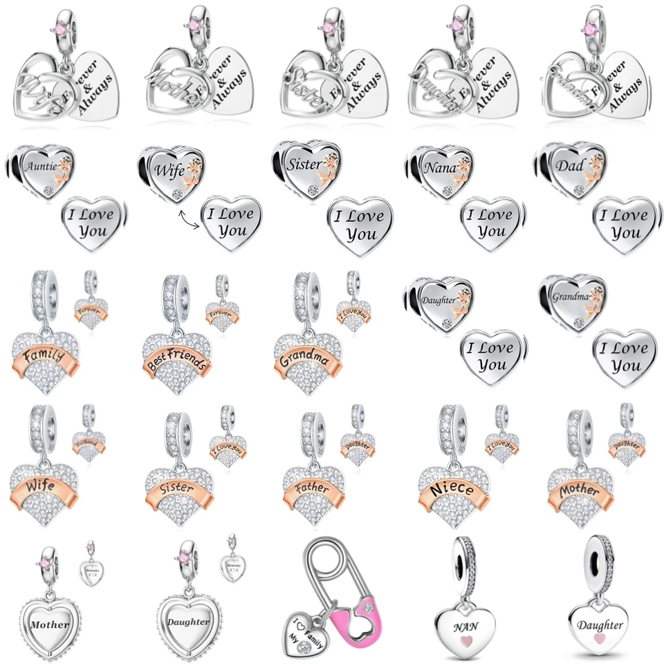 NOVÉ 925 Sterling Silvering Dvoji-jeden rodinný kúzlo ley 925 Reťazový korálkový fit originálny náramok Pandora DIY Dámske šperky