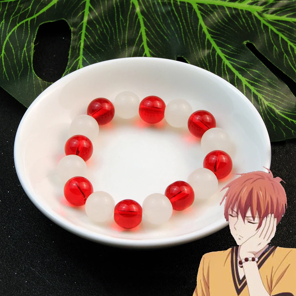 Nové anime ovocie košík Kyo Sohma náramok s bielymi červenými kryštálovými korálkami Hodnota pulzera pre ženy Men 1: 1