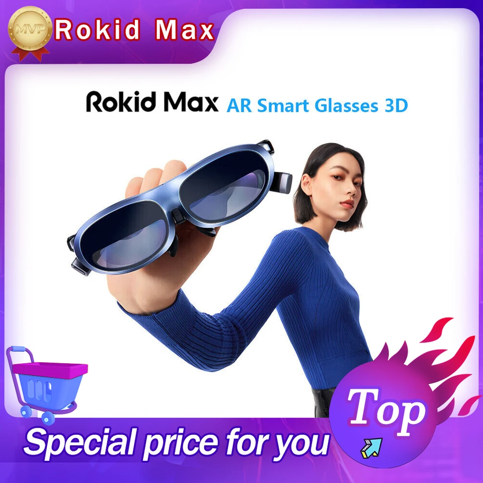Nové AR rokid max Ar 3D inteligentné okuliare Micro OLED 215 ° maximálna obrazovka 50 ° FOV Prezeranie pre telefóny/prepínač/PS5/Xbox/PC Smart