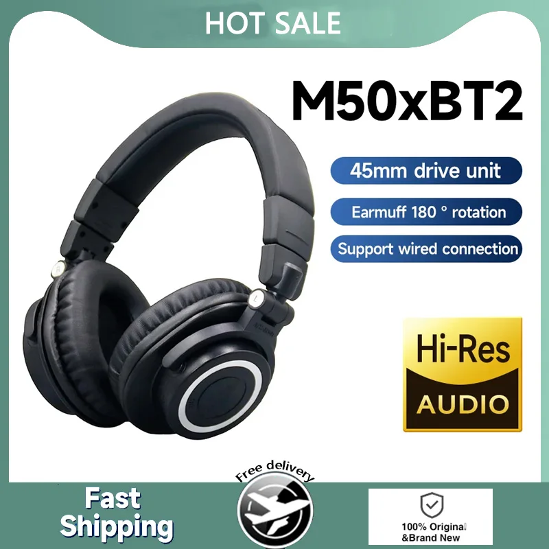Nové ATH M50XBT2 Profesionálne monitorovanie Nízke oneskorenie bezdrôtových slúchadiel Bluetooth Vysoká kvalita zvuku