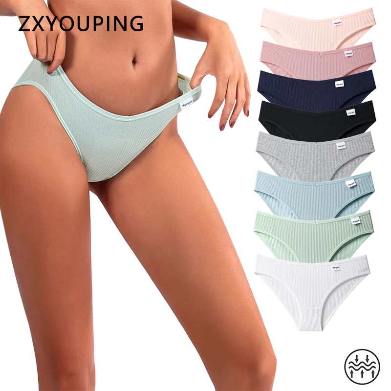 Nové bavlnené plynulé nohavičky pre ženy Soft Comfort Stredný pás Briefs Plain S-XXL Plus Underwear