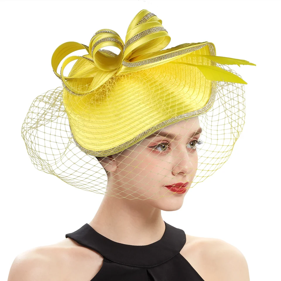 Nové derby klobúky s závojom čelenky čajovne klobúk kamienky Lady Fascinator Photo