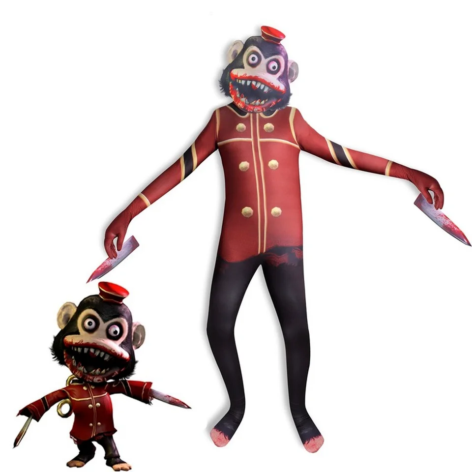 Nové deti temný podvod vražda Monkeys Horor Cosplay pančucháče kostýmy maska ​​Kids Halloween kostým sada detí narodeniny darček