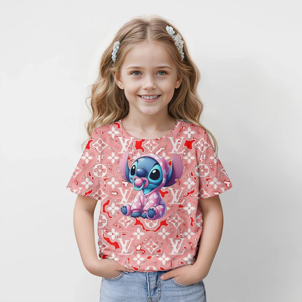 Nové detské karikatúry Lilo a stehy Tops Tees 3D Tlač Tričko Detské ležérne oblečenie s krátkym rukávom Girls Sports Streetwear