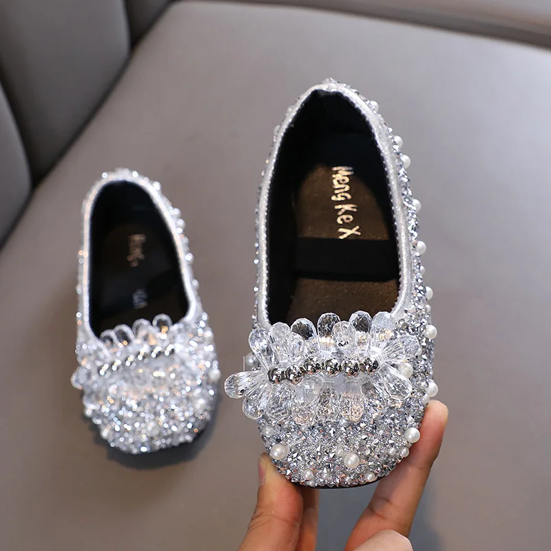 Nové dievčatá princezná topánky módne deti flitry bling luk topánky Kids kamienok non-šmykľavky ploché topánky H964