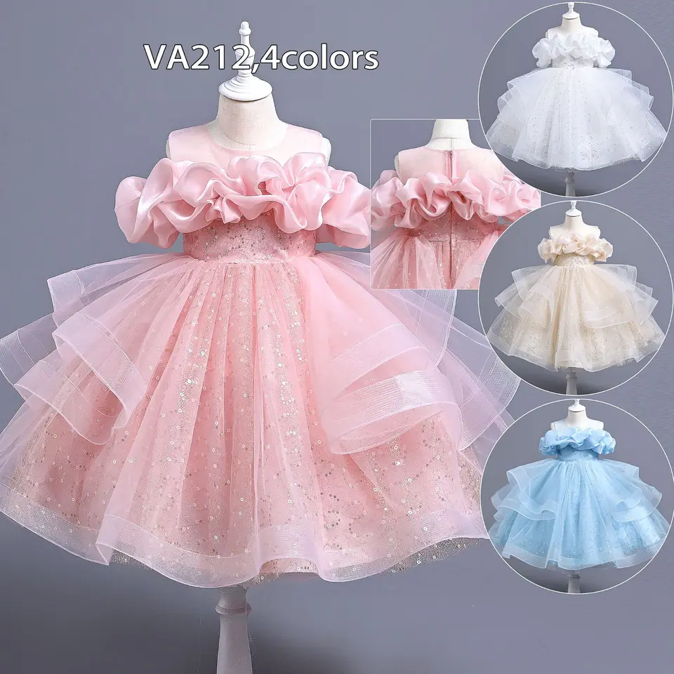 Nové dievčatá párty šaty volebné na puzdro Tulle Cake Tutu Narodeninové oslavy Formálne dievčatá oblečenie