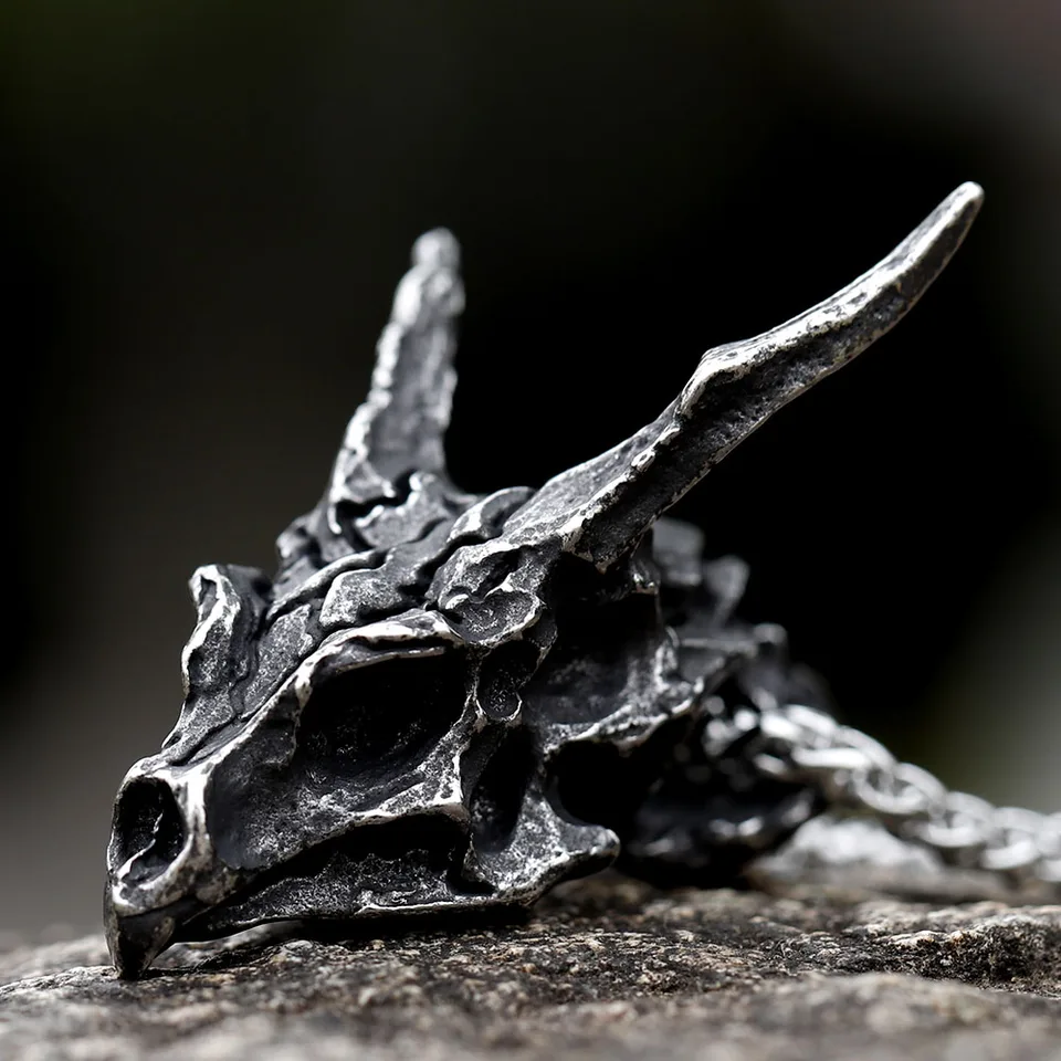 Nové dizajnérske kúzla Viking Dragon lebka prívesok Náhrdelník Pánsky módny cyklista rock punk šperky starožitné retro reťazce darček