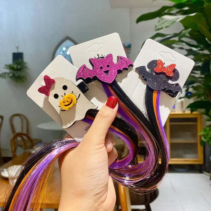 Nové doplnky Karikatúra tekvica Bat Ghost Luky Halloween Hairpins Princess Weaving kostýmové vlasové kapely Kravaty pre dievča