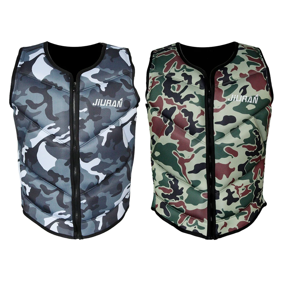 Nové dospelé kamuflážové vztlaky LifeJacket Neoprén Vodné športy prenosné surfovanie plávanie plavecký rybár